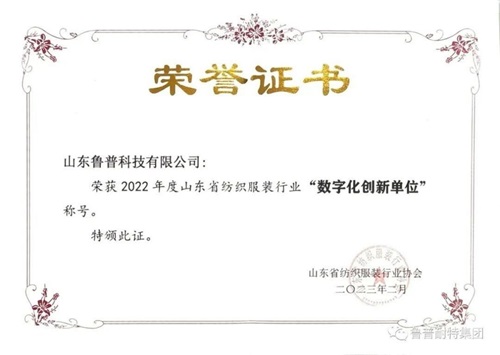 鲁普耐特集团荣获山东省纺织服装行业多项荣誉